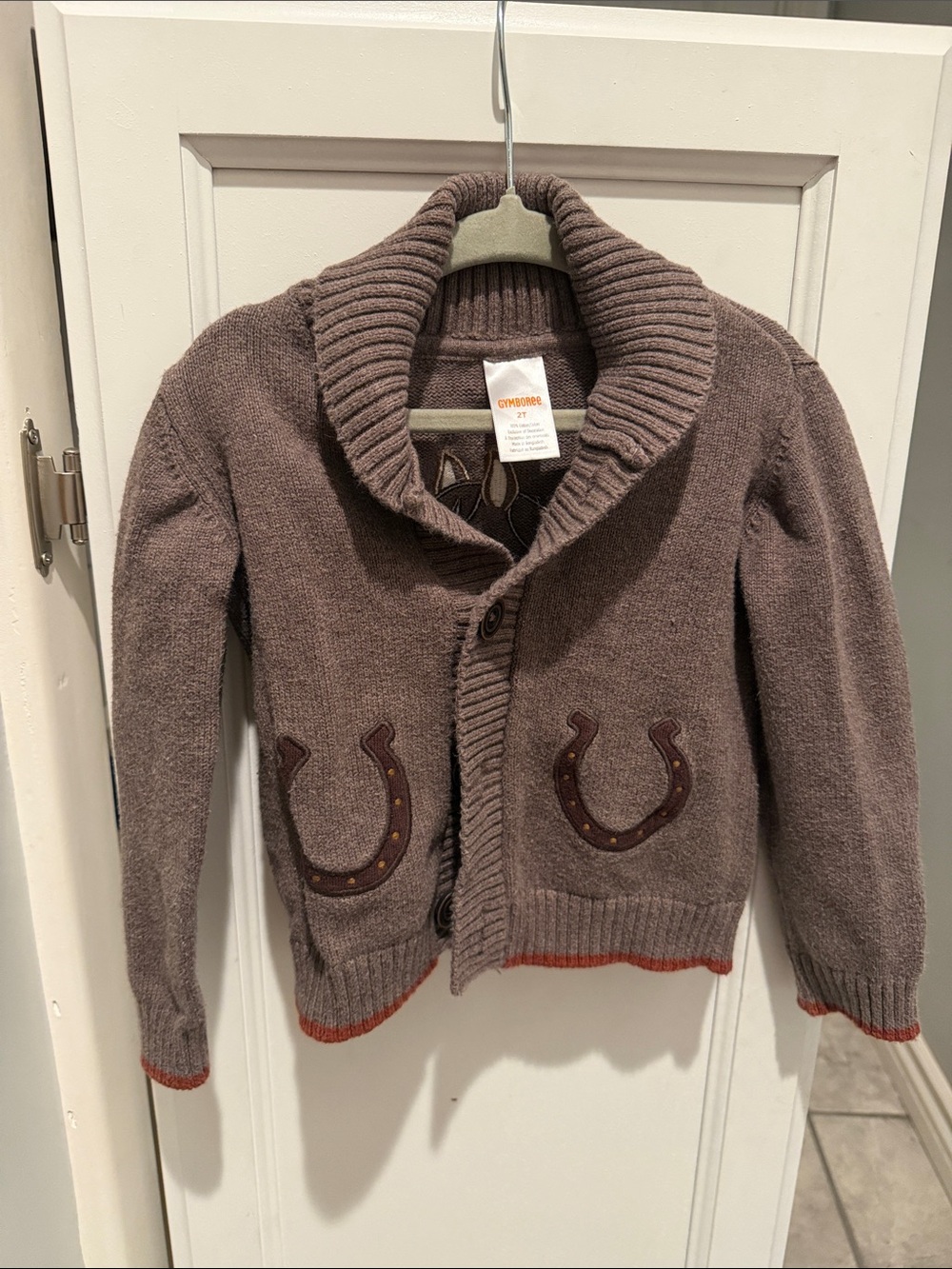 Gymboree Brown Shawl-Collar Cardigan with Horseshoe Pockets 2T